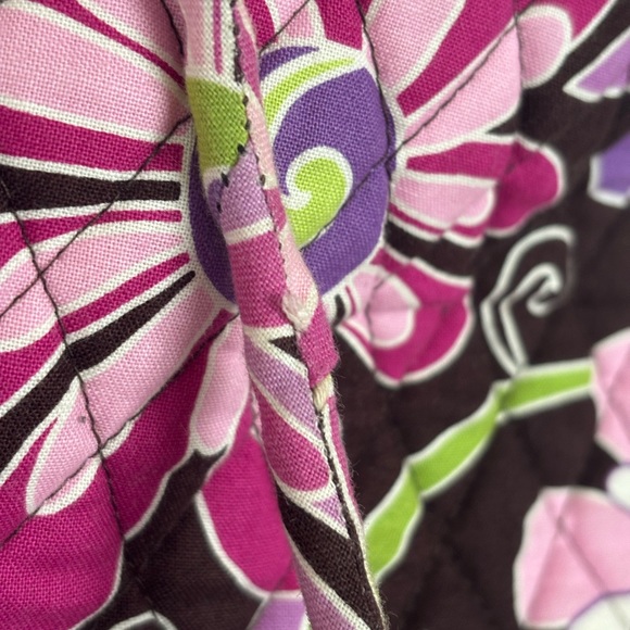 Vera Bradley Purple Punch Floral Black Green Pink Quilted Drawstring Backpack - Picture 6 of 8